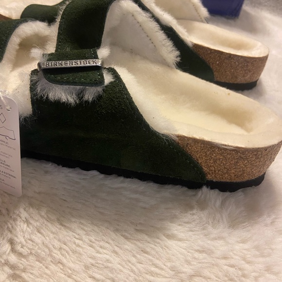 New men’s Birkenstock Arizona Mountain green genuine sheep fur lined sandal 42 - Picture 7 of 9